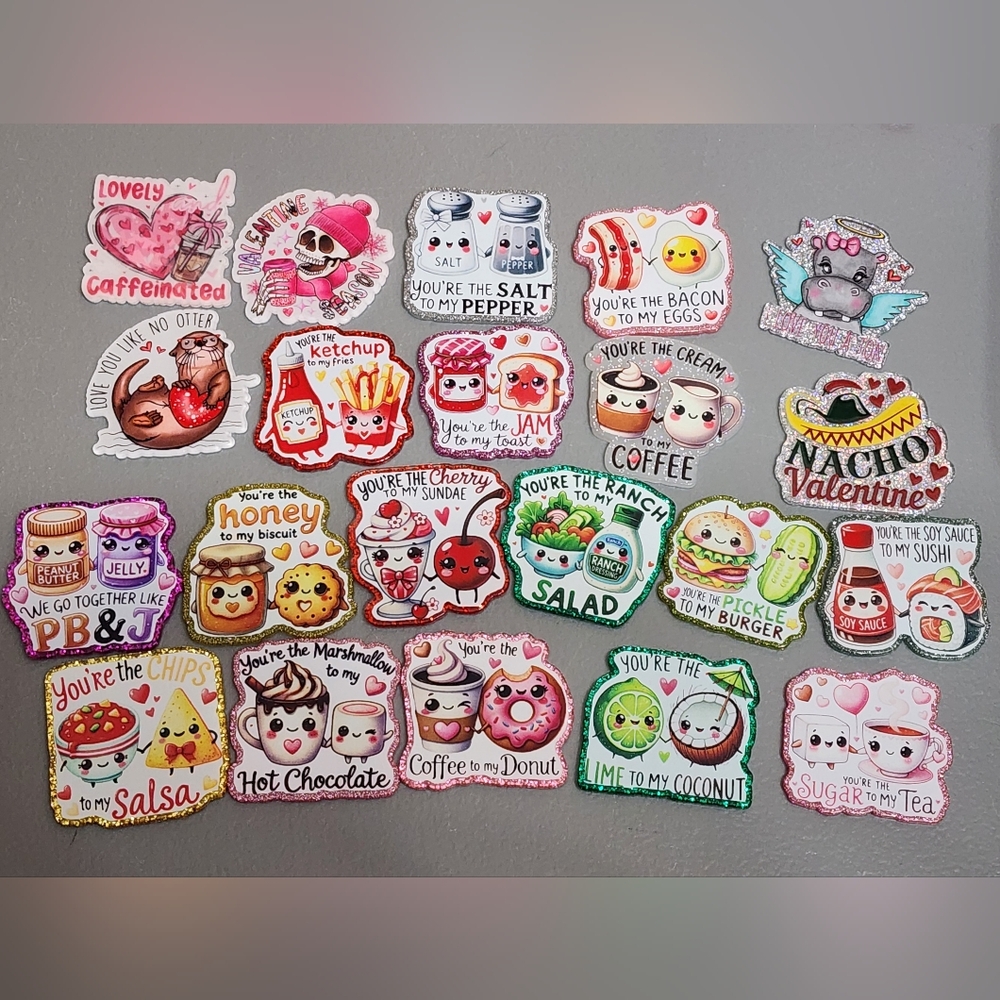 Acrylic Flatbacks Valentines Day Restock Corny Cheesy Love Badge Keychain Magnet
